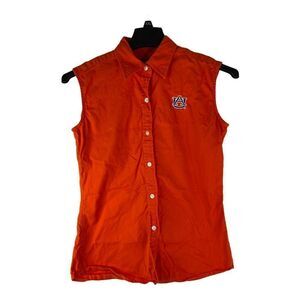College Classics Womens Small Orange Button Front Sleeveless Shirt AU Football